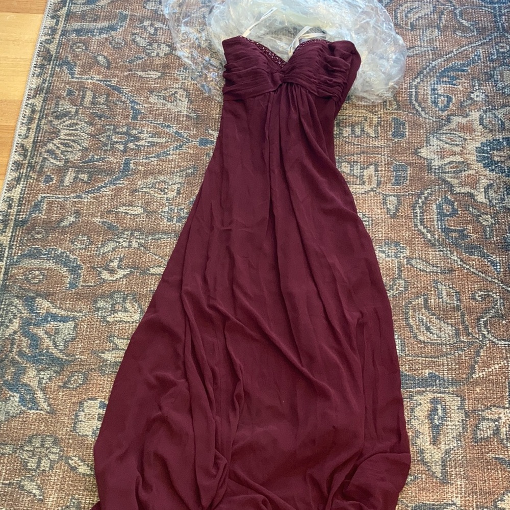 David’s Bridal Strapless Sheer Chiff Dress